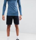 Asos Design Tall Denim Shorts In Slim Black Contrast Stitch