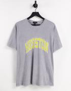 New Look Oversized T-shirt With Houston Print In Gray-grey