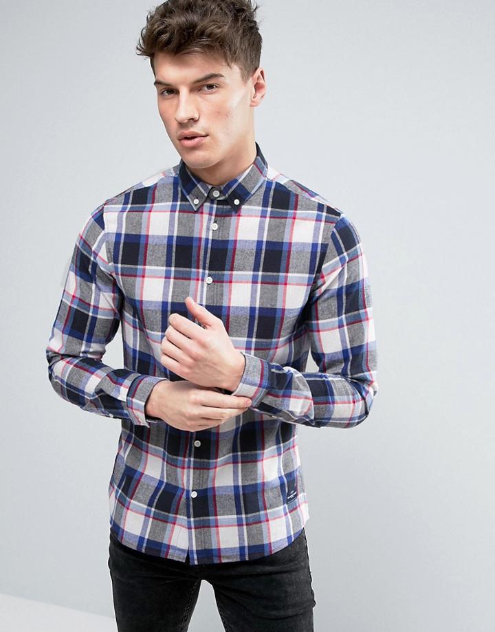 Solid Checked Shirt In Regular Fit - Blue