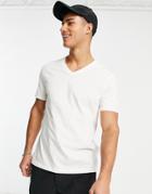Asos Design T-shirt With V-neck In Off White
