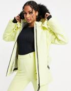 Asos 4505 Ski Belted Jacket With Faux Fur Hood-yellow