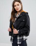 New Look Cropped Pocket Detail Anorak Jacket - Black