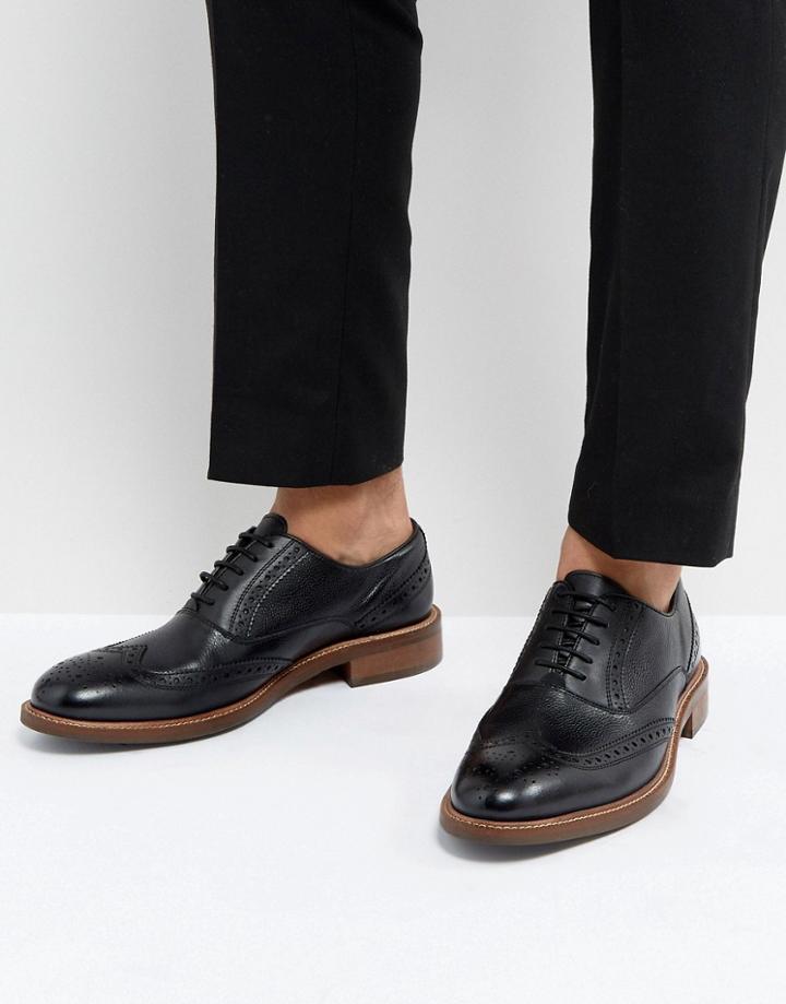 Dune Pebble Brogues In Black Leather - Black