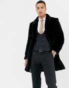 Twisted Tailor Faux Fur Coat In Black - Black