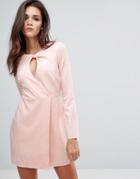 Fashion Union Shift Dress With Key Hole Front - Pink