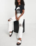 Dr Denim Echo Straight Leg Jeans With Knee Rips In White