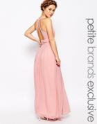 True Decadence Petite Plunge Front Open Back Maxi Dress - Blush