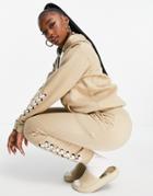 Pindydoll Hoodie And Sweatpants Set With Lace-up Detail In Stone-neutral