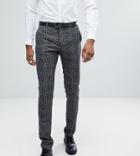 Asos Tall Slim Suit Pants In Moons Wool Rich Monochrome Check - Black