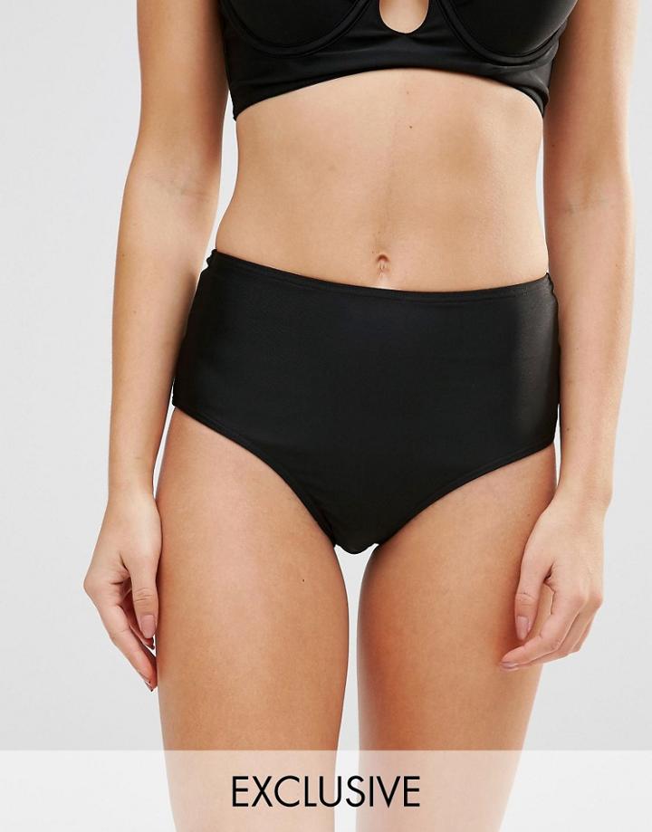 Wolf & Whistle High Waist Bikini Bottoms - Black