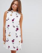 Gilli Floral Print Sleeveless Shift Dress - Cream