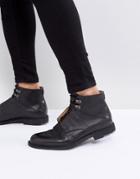 Boss Orange By Hugo Boss Cultroot Leather Boots In Black - Black