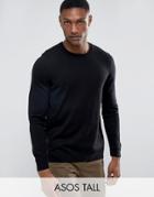 Asos Tall Cotton Sweater In Black - Black