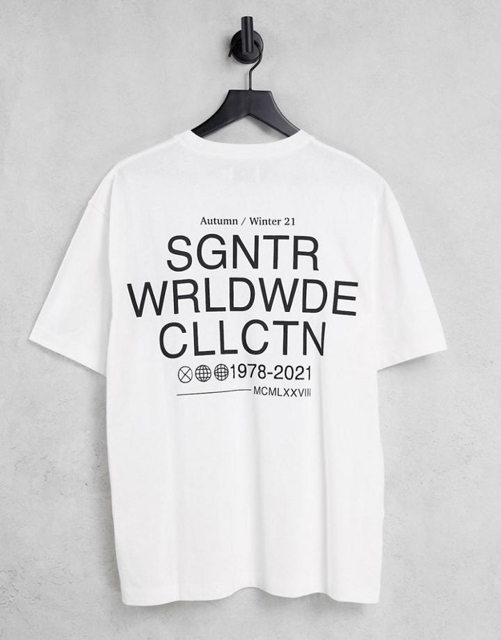 Topman Oversized Fit T-shirt With Front And Back Worldwide Signature Print In White