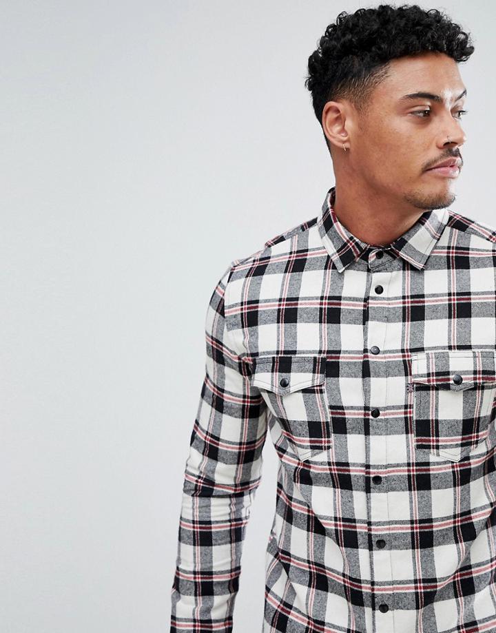 Good For Nothing Muscle Shirt In White Check-yellow