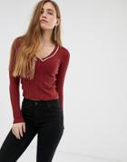 Miss Selfridge Sweater With V-neck In Brown - Multi