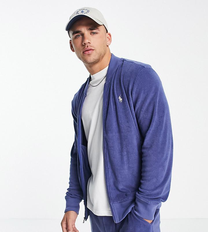 Polo Ralph Lauren X Asos Exclusive Collab Bomber Jacket With Back Print Circle Logo In Navy