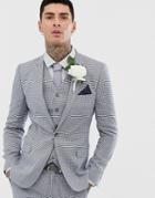 Asos Design Wedding Super Skinny Suit Jacket In Gray Linen - Gray