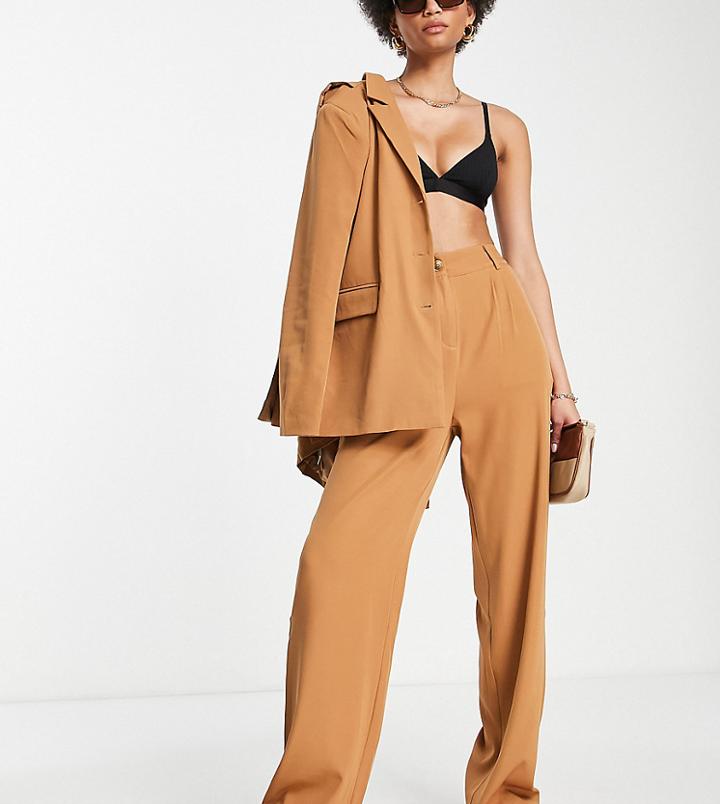 4th & Reckless Tall Tailored Pants In Camel - Part Of Set-brown