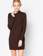 Jdy Long Sleeve Quilted Shift Dress - Fudge