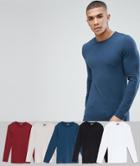 Asos 5 Pack Muscle Fit Long Sleeve Crew Neck T-shirt Save - Multi