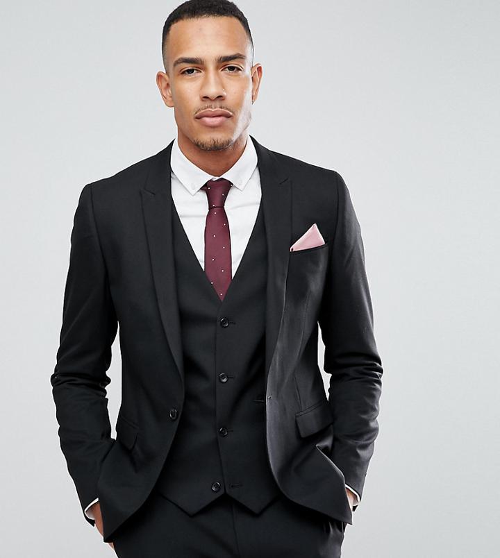 Asos Design Tall Skinny Suit Jacket In Black - Black