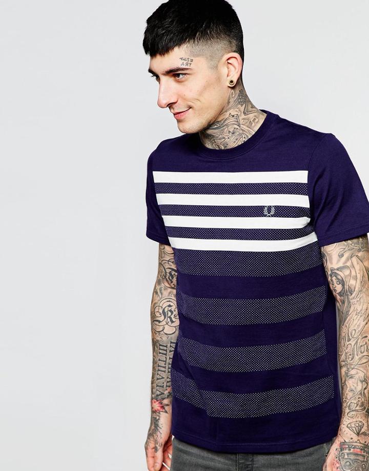 Fred Perry T-shirt With Stripe & Dot - Carbon Blue
