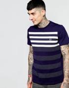 Fred Perry T-shirt With Stripe & Dot - Carbon Blue
