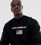 Asos Design Tall Sweatshirt With Los Angeles Text Print - Black