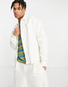 Asos Design Oversized Harrington Jersey Jacket In Off-white - Part Of A Set