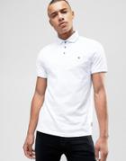 Ted Baker Polo With Textured Collar - White