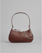 Bershka 90s Shoulder Bag With Chain Detail In Chocolate Brown