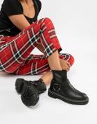 Asos Design Acolade Premium Leather Chunky Biker Boots-black