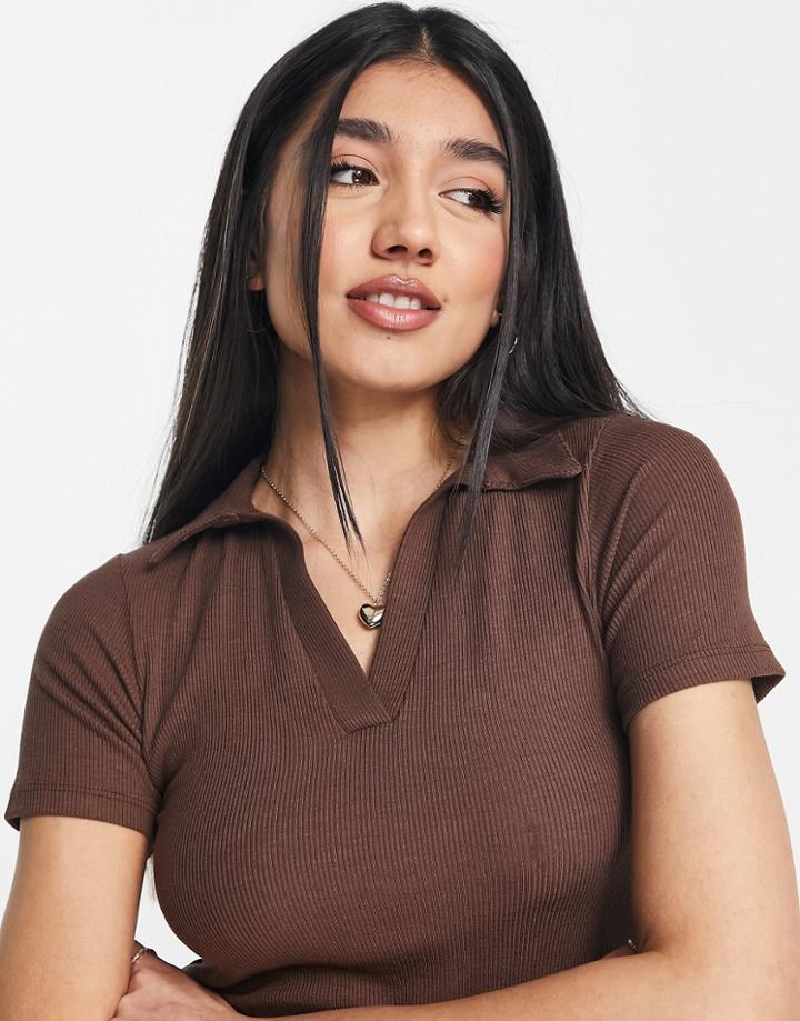 Stradivarius Polo Shirt In Chocolate-brown