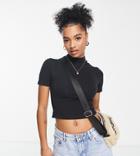 Asos Design Petite Fitted T-shirt With Turtle Neck In Black