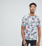 Asos Tall Longline T-shirt Floral Print - Gray