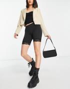 Brave Soul Barbie Legging Shorts With Lace Hem In Black