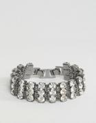 Asos Crystal Curb Chain Bracelet - Silver