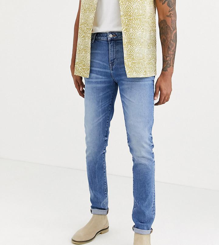 Asos Design Tall 12.5oz Skinny Jeans In Vintage Mid Wash Blue