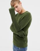 J.crew Mercantile Crew Neck Pique Knit Sweater In Green Marl - Green