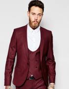 Noose & Monkey Suit Jacket With Stretch And Shawl Lapel In Super Skinny Fit - Burgundy