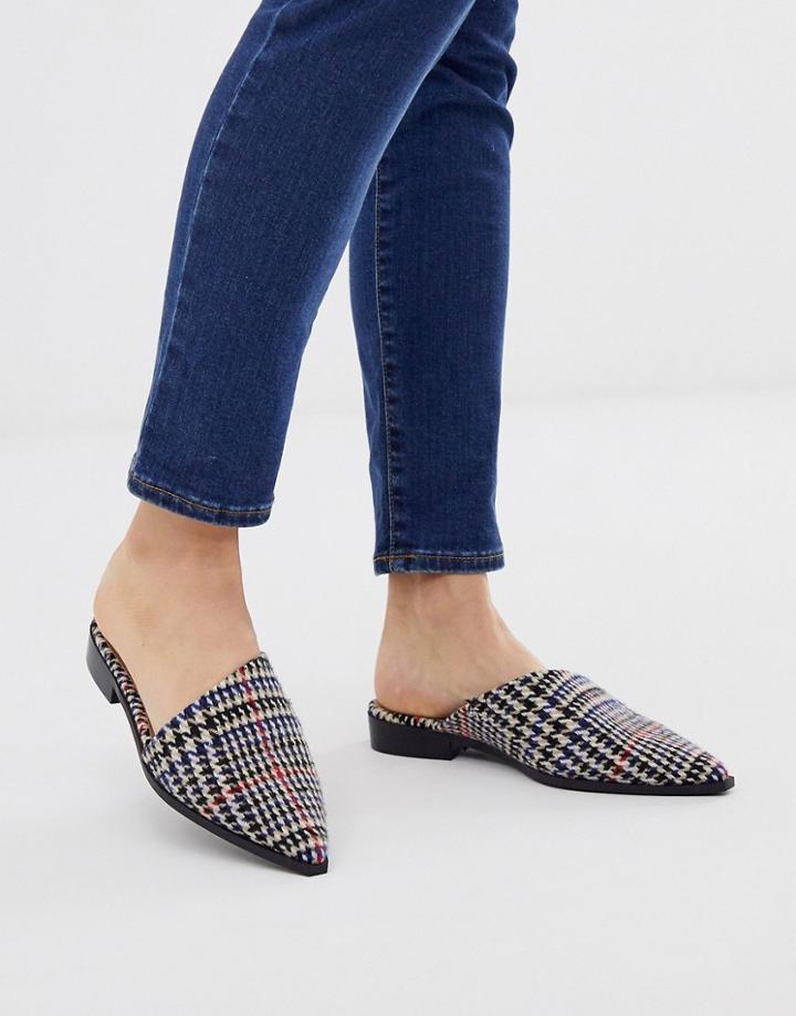 Asos Design Major Pointed Mule In Check-multi