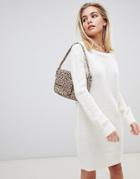 Missguided Off Shoulder Knitted Sweater Dress - Cream