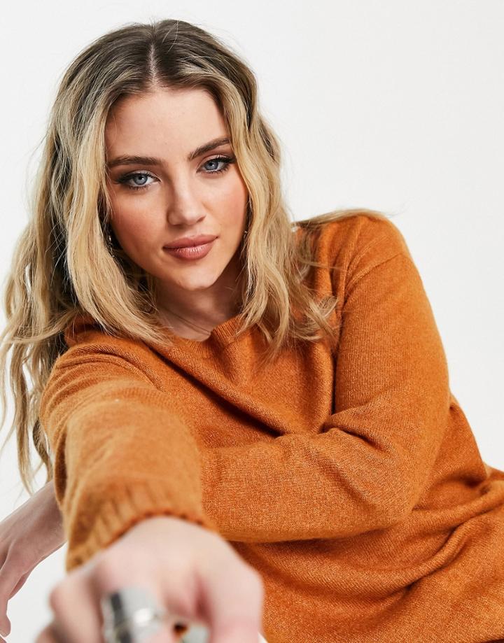 Vila Round Neck Sweater In Brown-pink