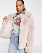 Miss Selfridge Pelted Faux Fur Coat In Pink-brown