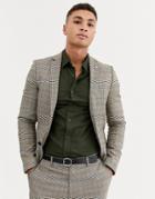 Avail London Skinny Suit Jacket In Brown Check