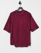 Asos Design Oversized T-shirt In Washed Burgundy-red