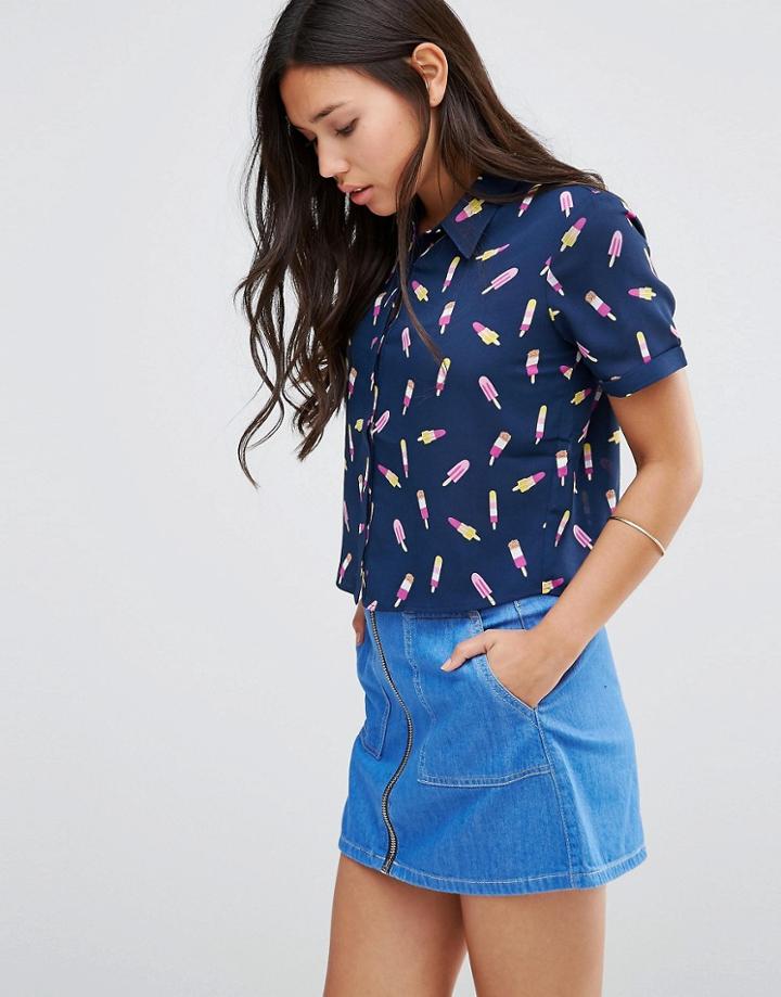 Sugarhill Boutique Ice Lolly Print Blouse - Navy