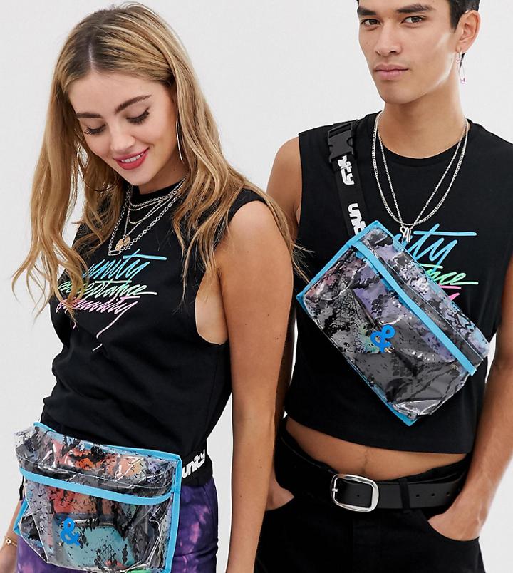 Asos Design X Glaad & Unisex Snake Print Body Bag-clear
