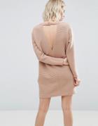 Asos Ribbed Sweat Dress - Beige